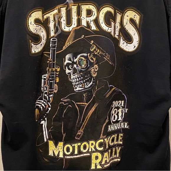 Sturgis 2021 Motorcycle Rally T Shirt Mens Size XL Skull Skeleton Cowboy 81st - Picture 5 of 9